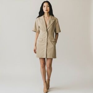Palm Angels‎ ITALY MADE Half Zip Snap Belted Trench Coat Mini Dress Size 44
